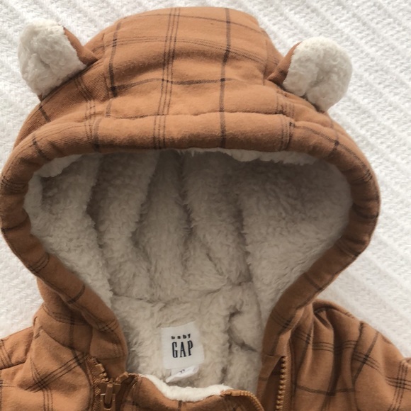 Baby Gap 3-6 Month Sherpa lined one piece outerwear - Picture 3 of 6